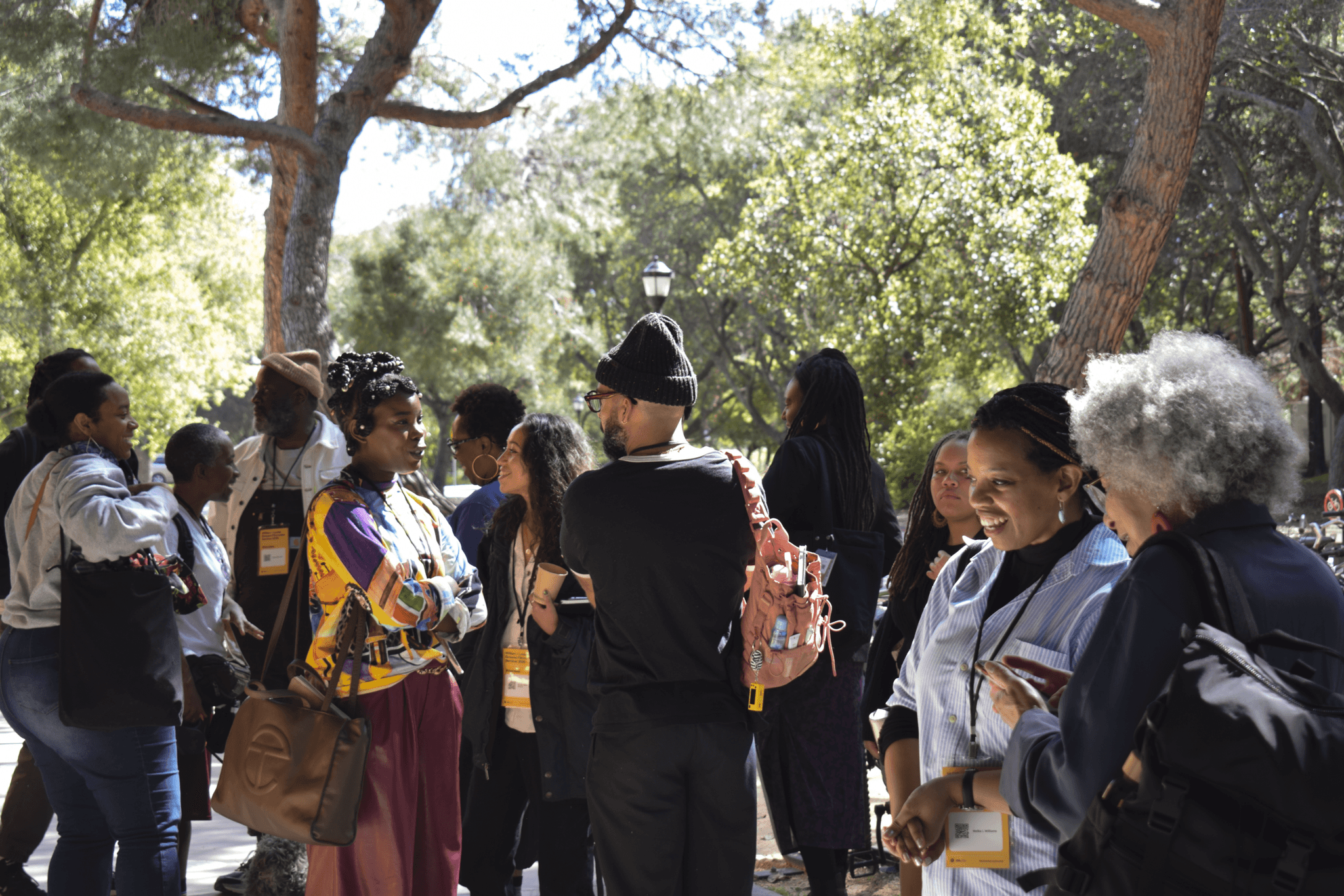 A photo of a group of people gathered outside at the Greaves Seminar.